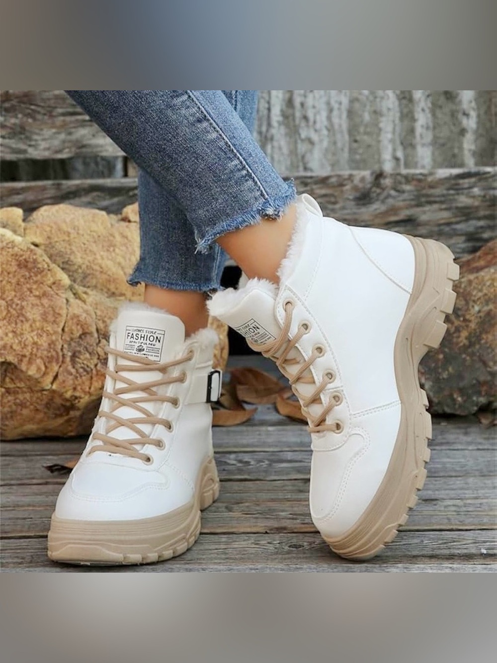 Chunky Fur Lined Winter White Boots